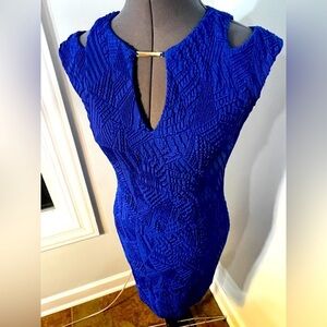 Joseph Ribkoff Royal Blue Textured Sheath Dress Cocktail Career Size 8